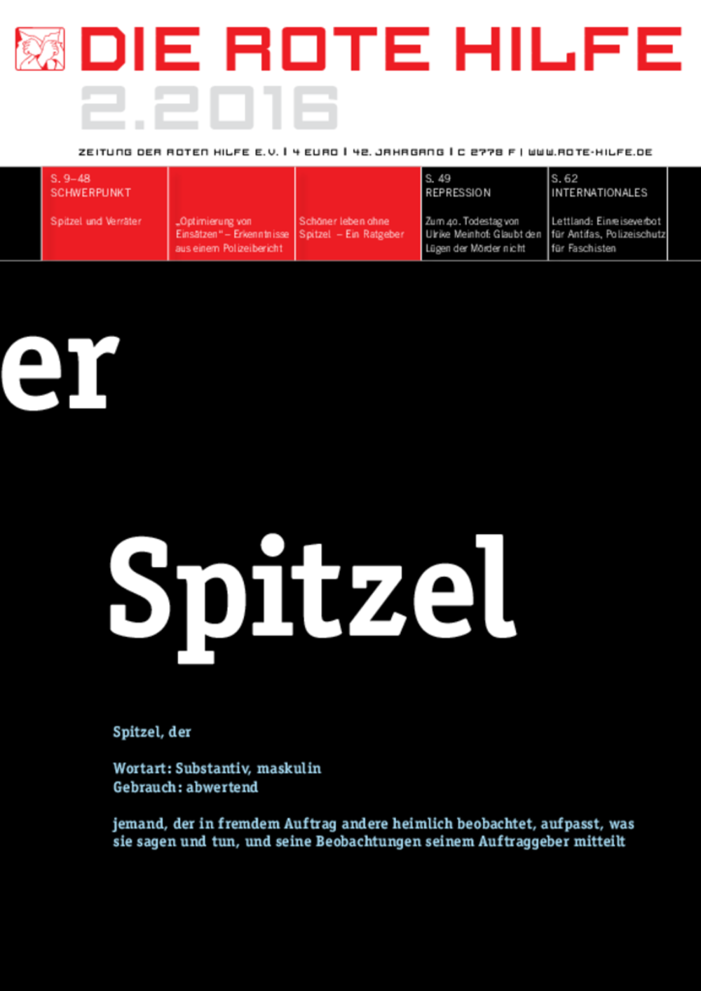Cover von Rote Hilfe Zeitung 2/2016