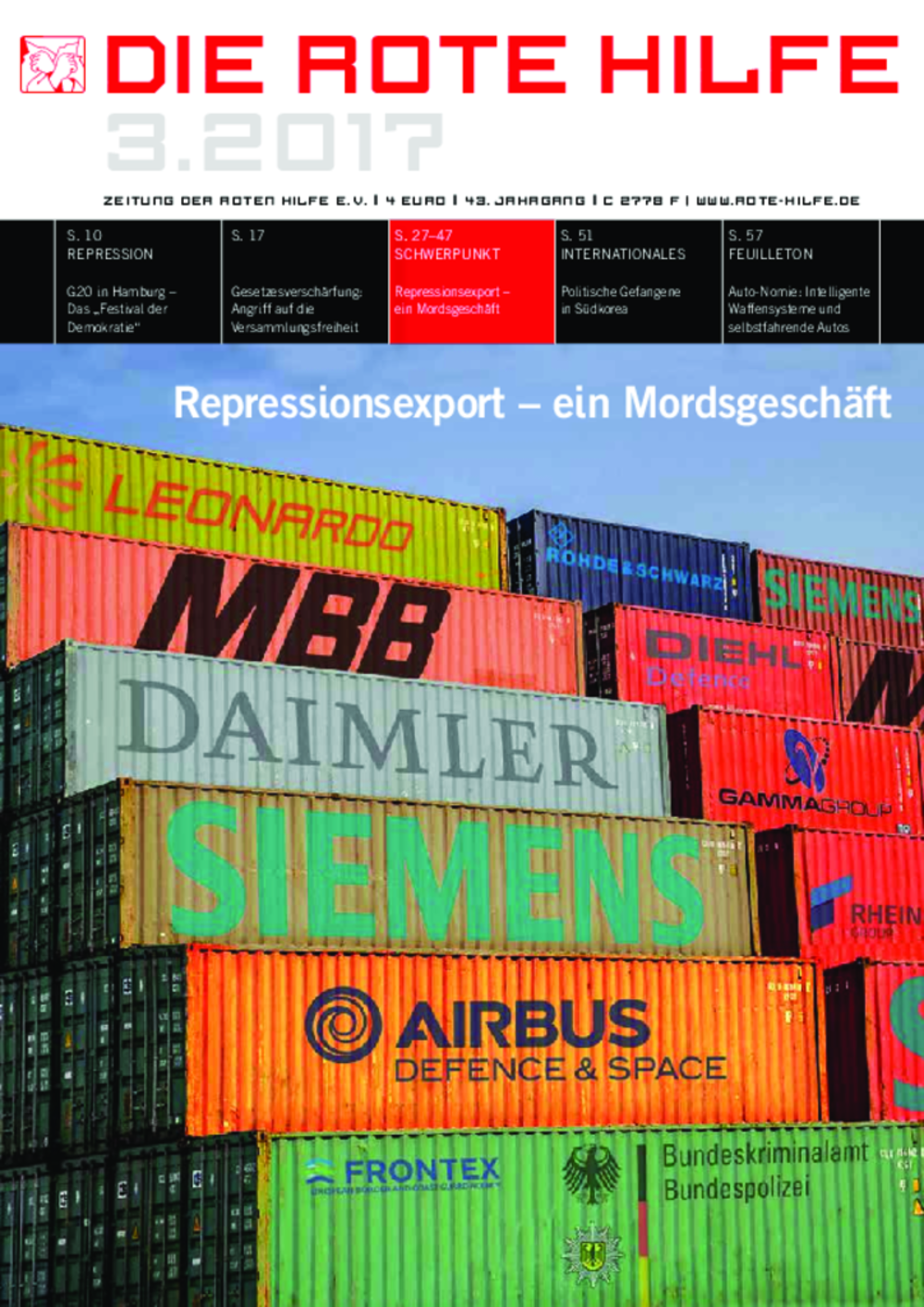 Cover von Rote Hilfe Zeitung 3/2017