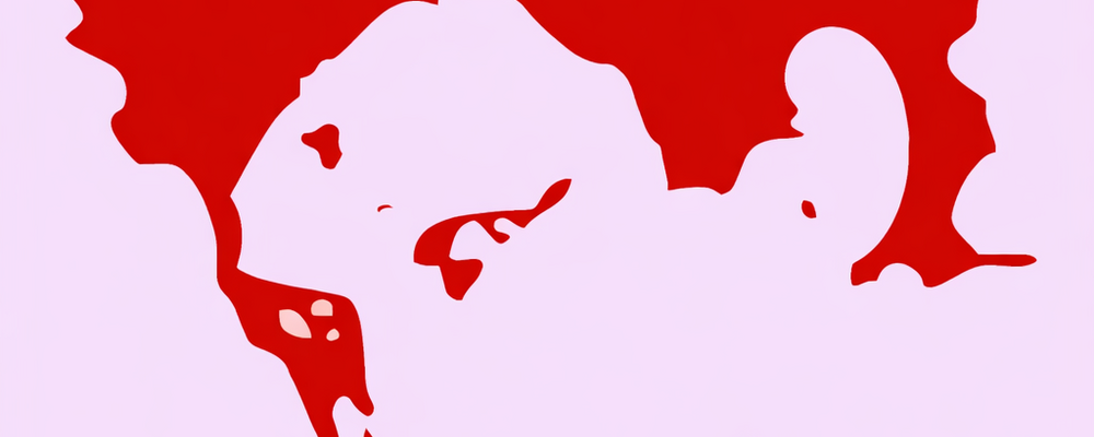 Das Bild zeigt im Profil, rot auf weißem Hintergrund, das Profil von Oury Jalloh