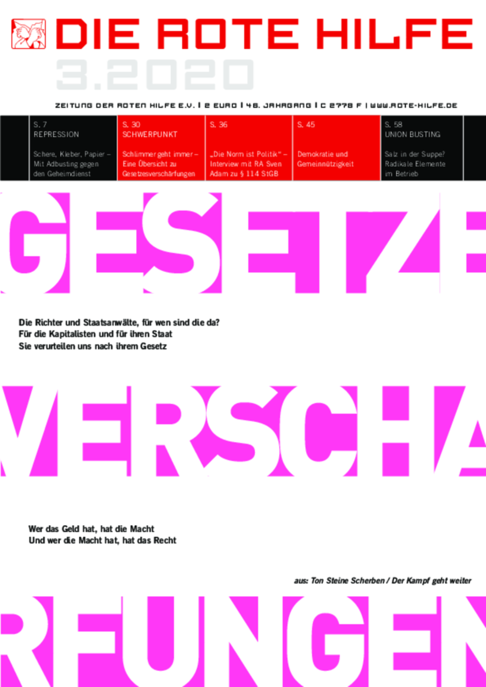 Cover von Rote Hilfe Zeitung 3/2020